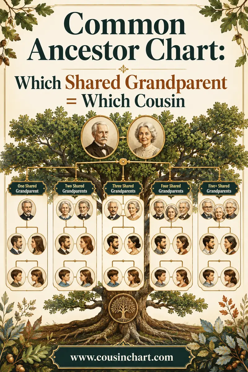 Common Ancestor Chart: Which Shared Grandparent = Which Cousin