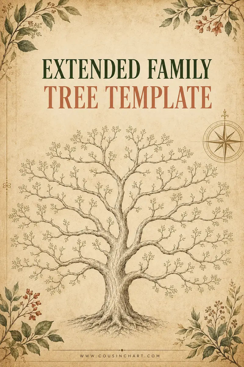 Extended Family Tree Template (Siblings, Aunts, Uncles, Cousins)