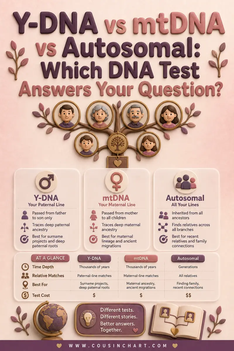 Y-DNA vs mtDNA vs Autosomal: Which DNA Test Answers Your Question?