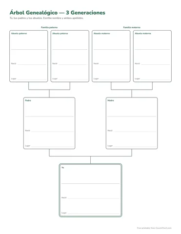 Árbol Genealógico (Spanish) printable preview