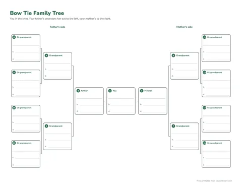 Bow Tie Family Tree printable preview