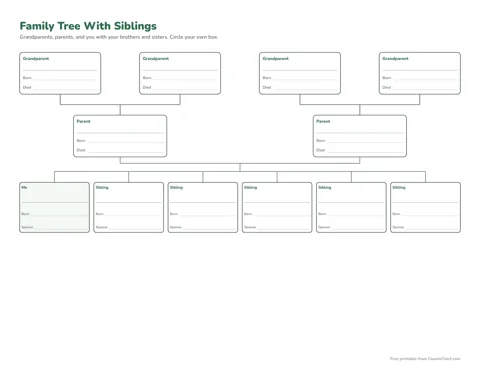 Family Tree With Siblings printable preview