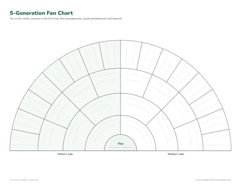 Blank Fan Chart (5 Generations) printable preview